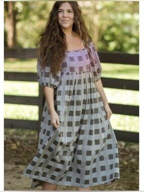 Neuflora Benton Plaid Cotton Dress Small